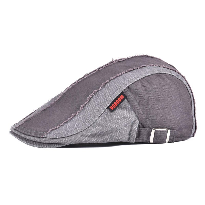 VOBOOM 100% Cotton Distressed Ivy Newsboy Caps Cabbie Gatsby Hat (Grey) - Image 2